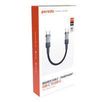 Porodo Braided 60W PD C to C Fast Charging Cable with Transparent Head 35cm