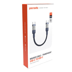 A Photo Of Porodo Braided 60W PD C to C Fast Charging Cable with Transparent Head 35cm