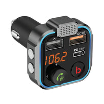 Porodo Smart Car Charger FM Transmitter with 24W PD Port & QC 3.0 - Black