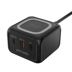 A Photo Of Porodo Desktop Charger - Triple Ports Fast Wireless Charger | PD-FWCH005-BK