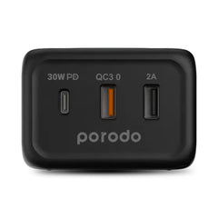 A Photo Of Porodo Desktop Charger - Triple Ports Fast Wireless Charger | PD-FWCH005-BK