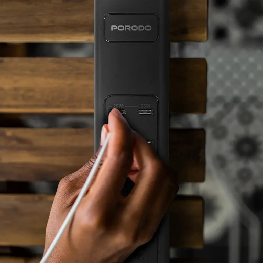 A Photo Of Porodo 85W Multi-Port USB Charging Hub - Fast Charging with 9 Ports, UK Plug, and 2M Cable