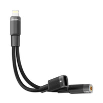 Porodo 2in1 Lightning to Lightning + 3.5 Jack Headphone and Charging Converter Adapter