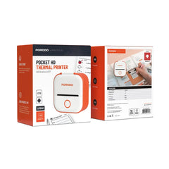 A Photo Of Porodo Lifestyle Pocket HD Thermal Printer – Portable, High-Resolution, Rechargeable (White/Orange)