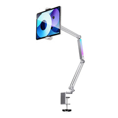 A Photo Of Porodo Multi-Joint Aluminum Desk Mount with RGB Ambient Light and 360° Adjustable Viewing for Phone & Tablet