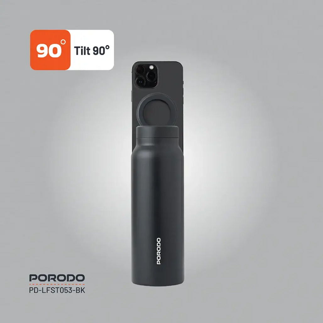 A Photo Of Porodo Lifestyle Magnetic Mount Water Bottle - Black