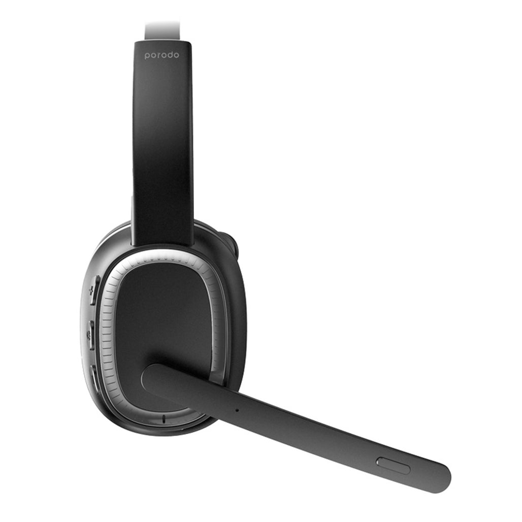 A Photo Of Porodo ENC Wireless Work Headphone - Black | Bluetooth V5.2, Noise-Cancelling Microphone, 15-Hour Battery