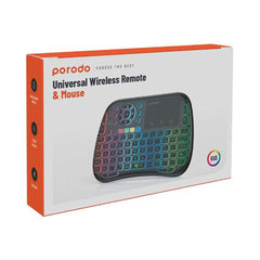 A Photo Of Porodo Universal Wireless Keyboard & Mouse with RGB Lighting – Bluetooth, 2.4GHz Connectivity, Integrated Mousepad, Rechargeable Battery, Dual Language Layout