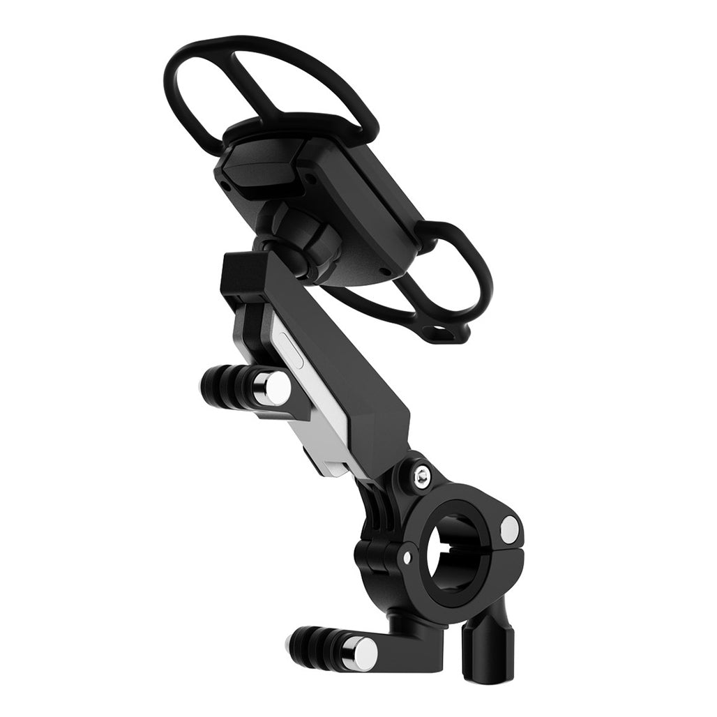 A Photo Of Porodo 360° Rotatable Bike Phone Mount - Secure, Universal Fit, Shock-Absorbent Design - Black