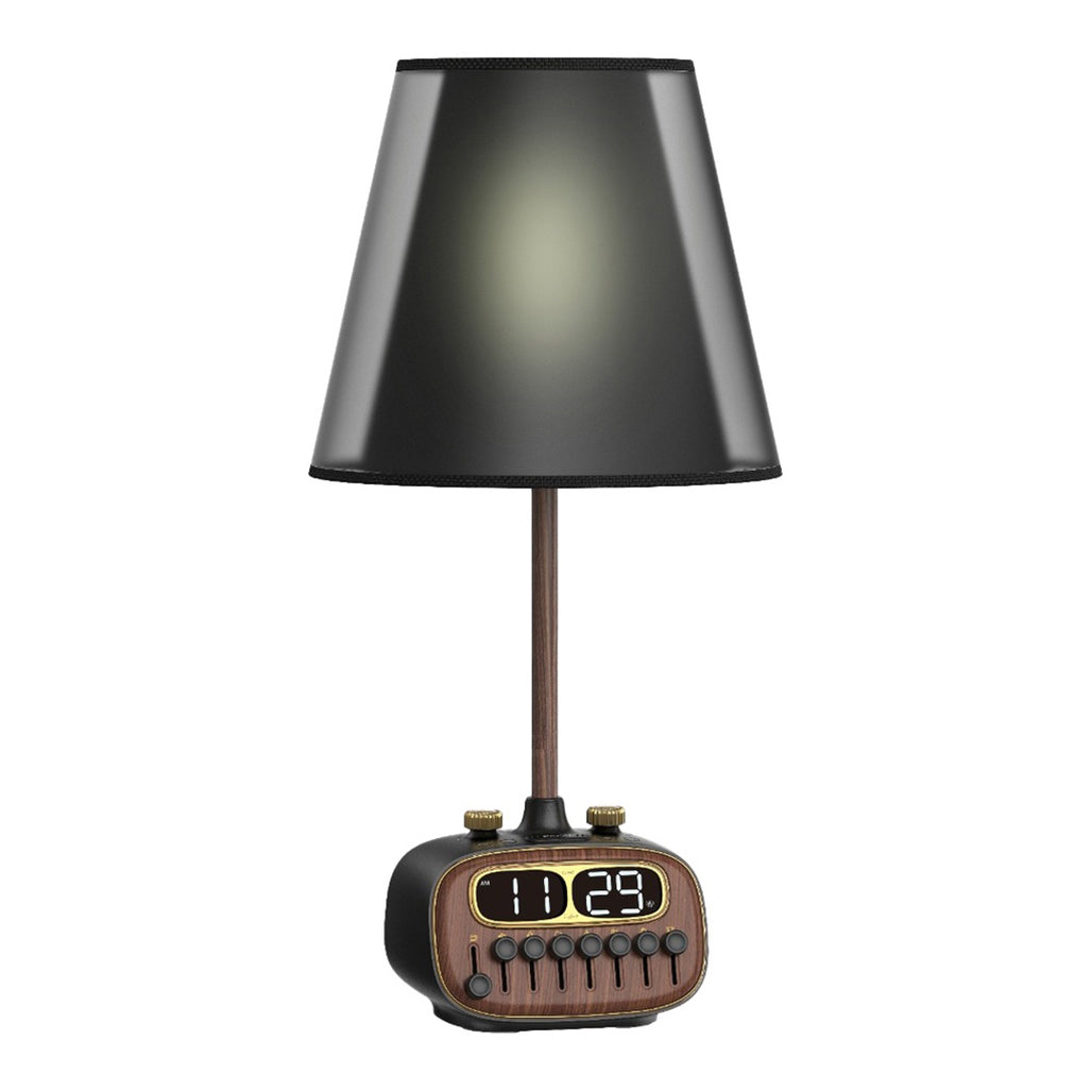 A Photo Of Porodo Lifestyle Retro Desk Lamp with White Noise, Bluetooth Speaker, and Digital Clock - Black