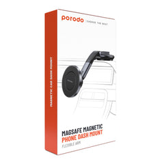 A Photo Of Porodo MagSafe Magnetic Phone Dash Mount with Flexible Arm and 360° Rotation - Black