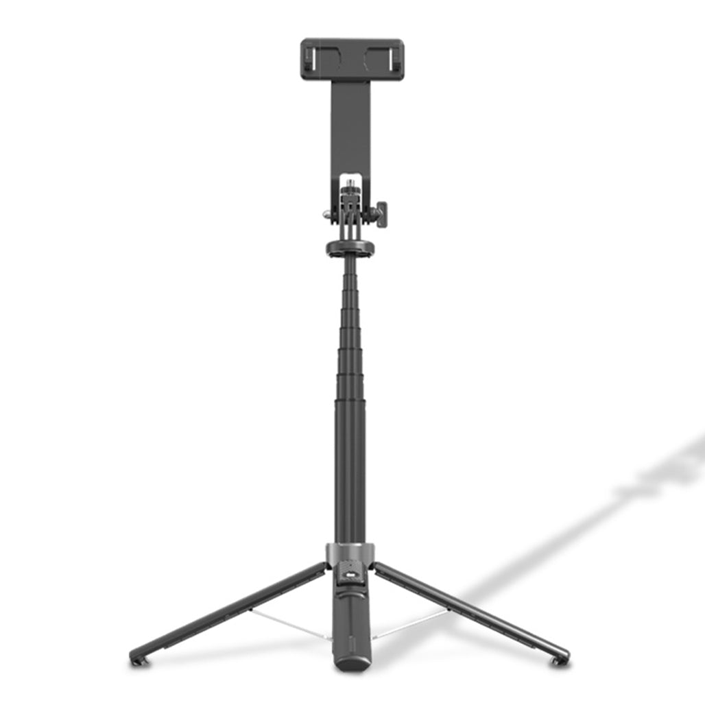 A Photo Of Porodo 135cm Extendable Selfie Stick with Detachable Light & 4-Leg Tripod - Bluetooth 5.2, Black