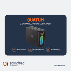 A Photo Of Porodo Soundtec QUANTUM 2.2 Channel Portable Speaker with RGB Lighting and Bluetooth 5.0