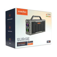 A Photo Of Porodo Soundtec Surge 2.2 Channel Party Speaker – Powerful Black Bluetooth Speaker with RGB Lighting