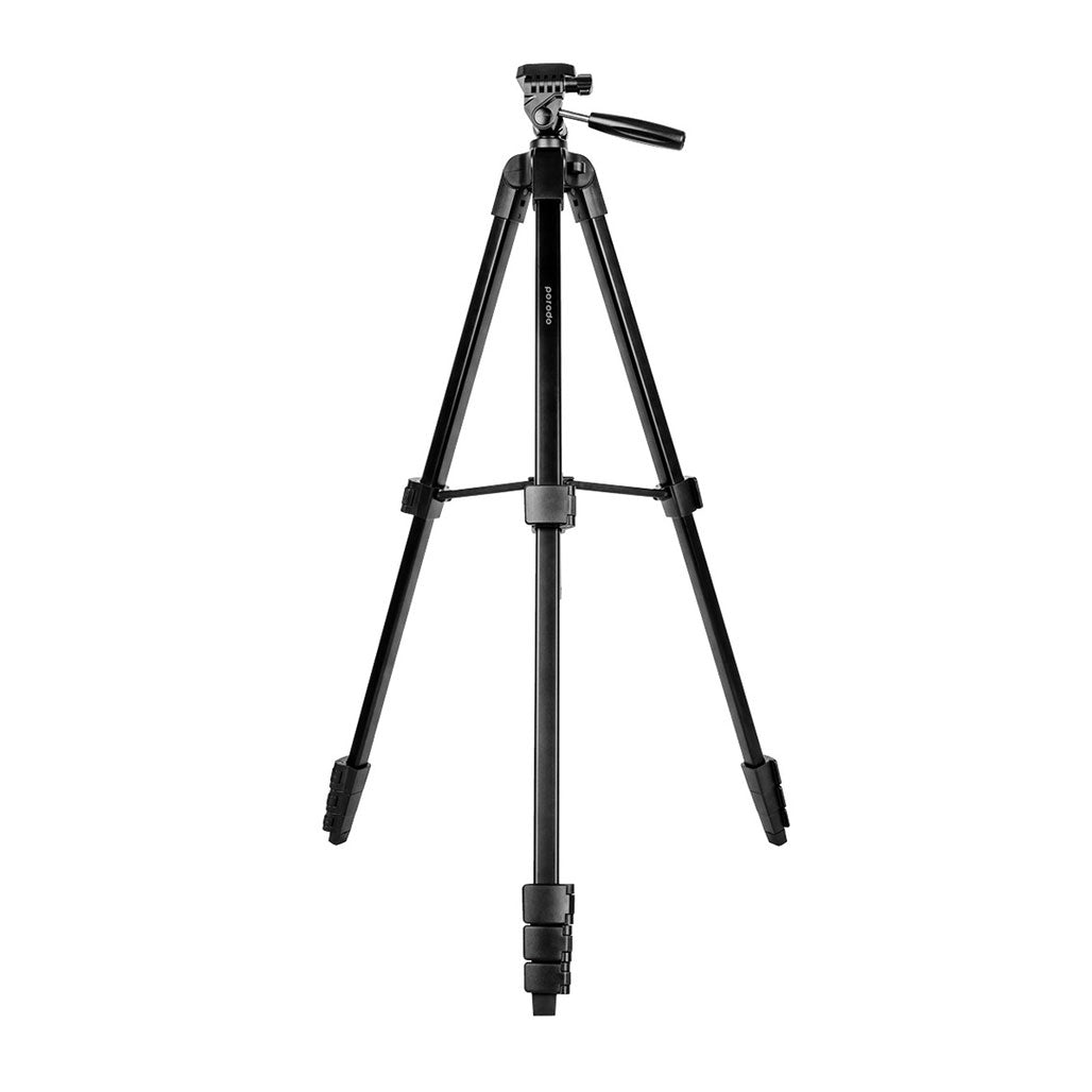 A Photo Of Porodo Professional Gimbal Tripod - Black | Durable Telescopic Tripod for Cameras