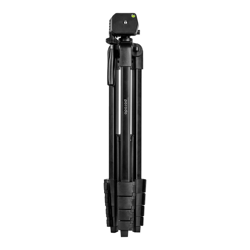 A Photo Of Porodo Professional Gimbal Tripod - Black | Durable Telescopic Tripod for Cameras