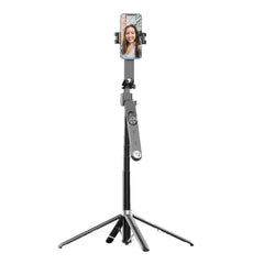 A Photo Of Porodo Selfie Stick Pro X - 360° AI Smart Tracking with Detachable Lights and Tripod