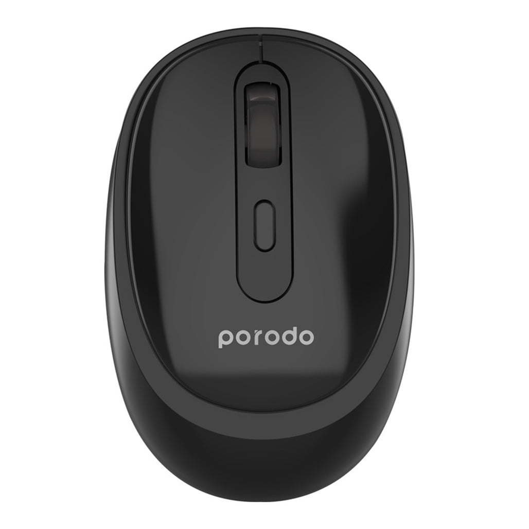 A Photo Of Porodo Dual Mode Wireless Keyboard and Mouse Set – 2.4G & Bluetooth, Adjustable DPI, 104 Keys, Black | PD-W24KBM-BK