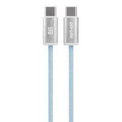 A Photo Of Porodo Woven 60W Type-C to Type-C Cable – 1.2M, Fast Charging & Data Transfer, Durable Woven Braided Cable, Blue