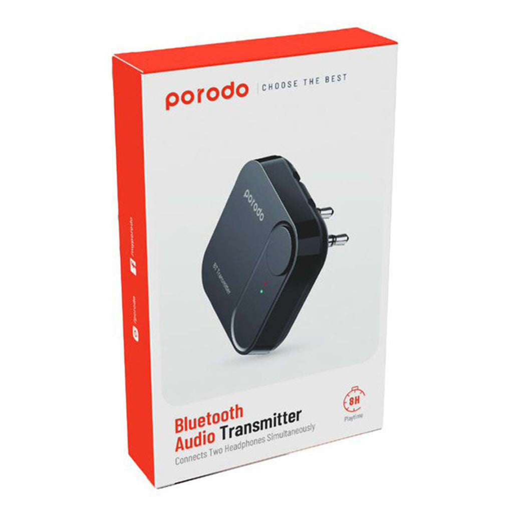 A Photo Of Porodo Wireless Bluetooth Audio Transmitter – Dual 3.5mm Jack, 8 Hours Playtime, Bluetooth 5.0