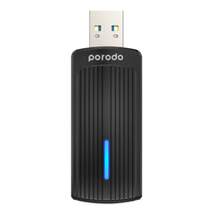 A Photo Of Porodo Dual Band WiFi 6 USB Adapter with USB A to Type-C Converter - 1800Mbps High-Speed Wireless Connectivity, Dual-Band Antenna, and Advanced Security for Windows