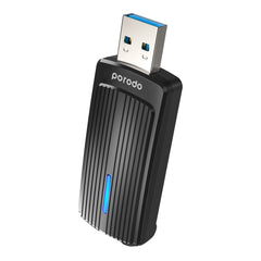 A Photo Of Porodo Dual Band WiFi 6 USB Adapter with USB A to Type-C Converter - 1800Mbps High-Speed Wireless Connectivity, Dual-Band Antenna, and Advanced Security for Windows