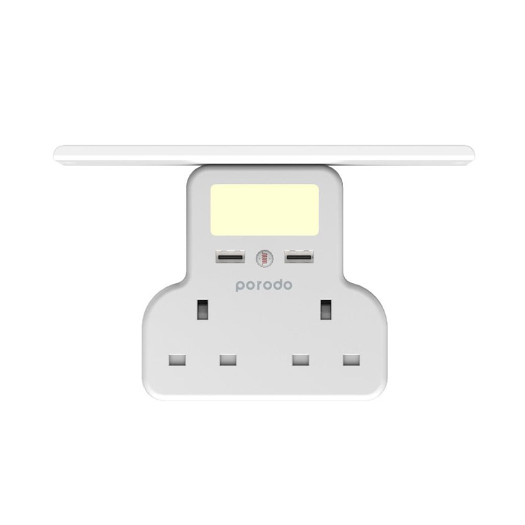 A Photo Of Porodo Multi-Function Power Socket and Night Light 13A 12W, Universal Power Adapter Socket