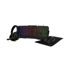 A Photo Of Porodo Gaming 4-in-1 Combo Set – Keyboard, Headset, Mouse, and Mousepad with RGB Lighting - Black