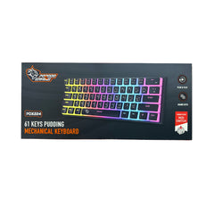 A Photo Of Porodo Gaming PDX224 61-Key Mechanical Keyboard - Pudding Keycaps, Red Switches, RGB Lighting, English/Arabic Layout, 1.5m USB Cable