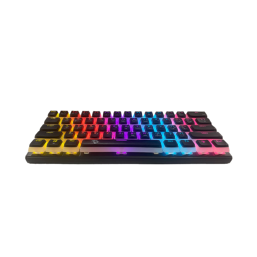 A Photo Of Porodo Gaming PDX224 61-Key Mechanical Keyboard - Pudding Keycaps, Red Switches, RGB Lighting, English/Arabic Layout, 1.5m USB Cable