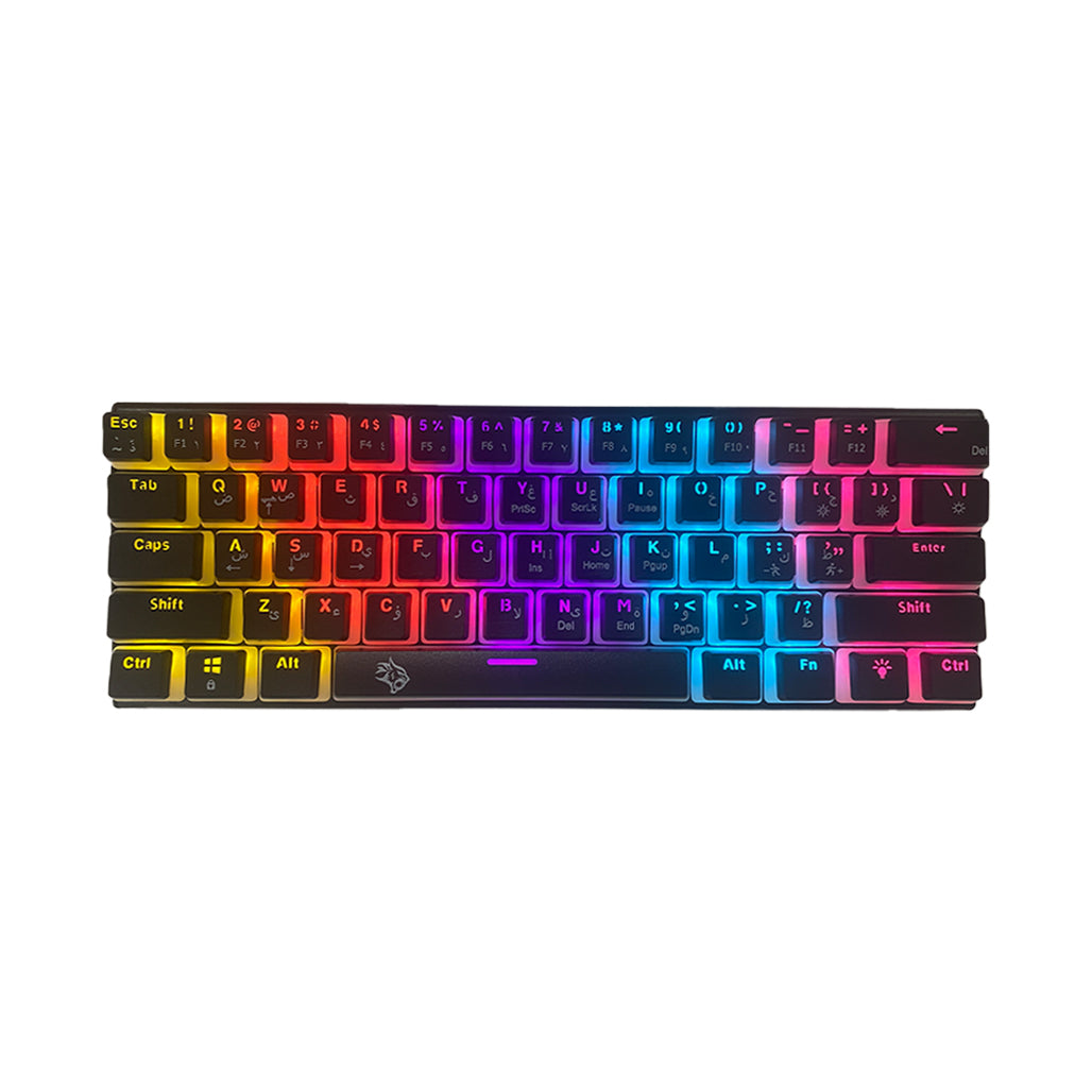 A Photo Of Porodo Gaming PDX224 61-Key Mechanical Keyboard - Pudding Keycaps, Red Switches, RGB Lighting, English/Arabic Layout, 1.5m USB Cable