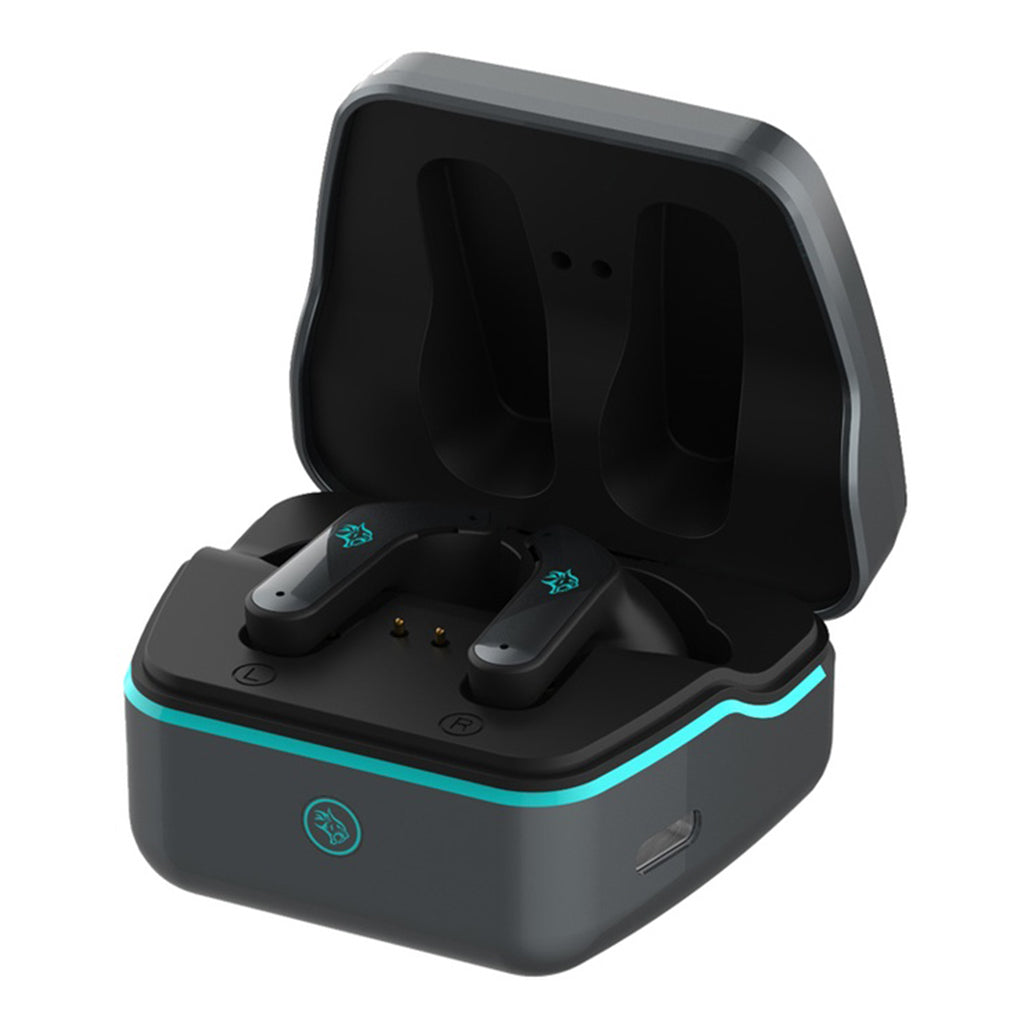 A Photo Of Porodo Gaming PDX419 - Ultra Low-Latency Wireless Earbuds with Dual Mic ENC and RGB Lights - Black