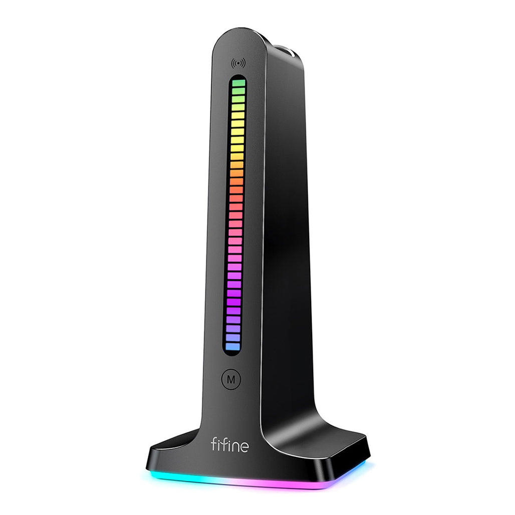 A Photo Of Porodo PDX528 Gaming RGB Dynamic Sound Lighting Headphone Stand with Cable Storage 300mAh - Black