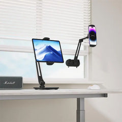 A Photo Of Powerology Adjustable Long Arm 360° Rotatable Suction Phone and Tablet Holder – Black