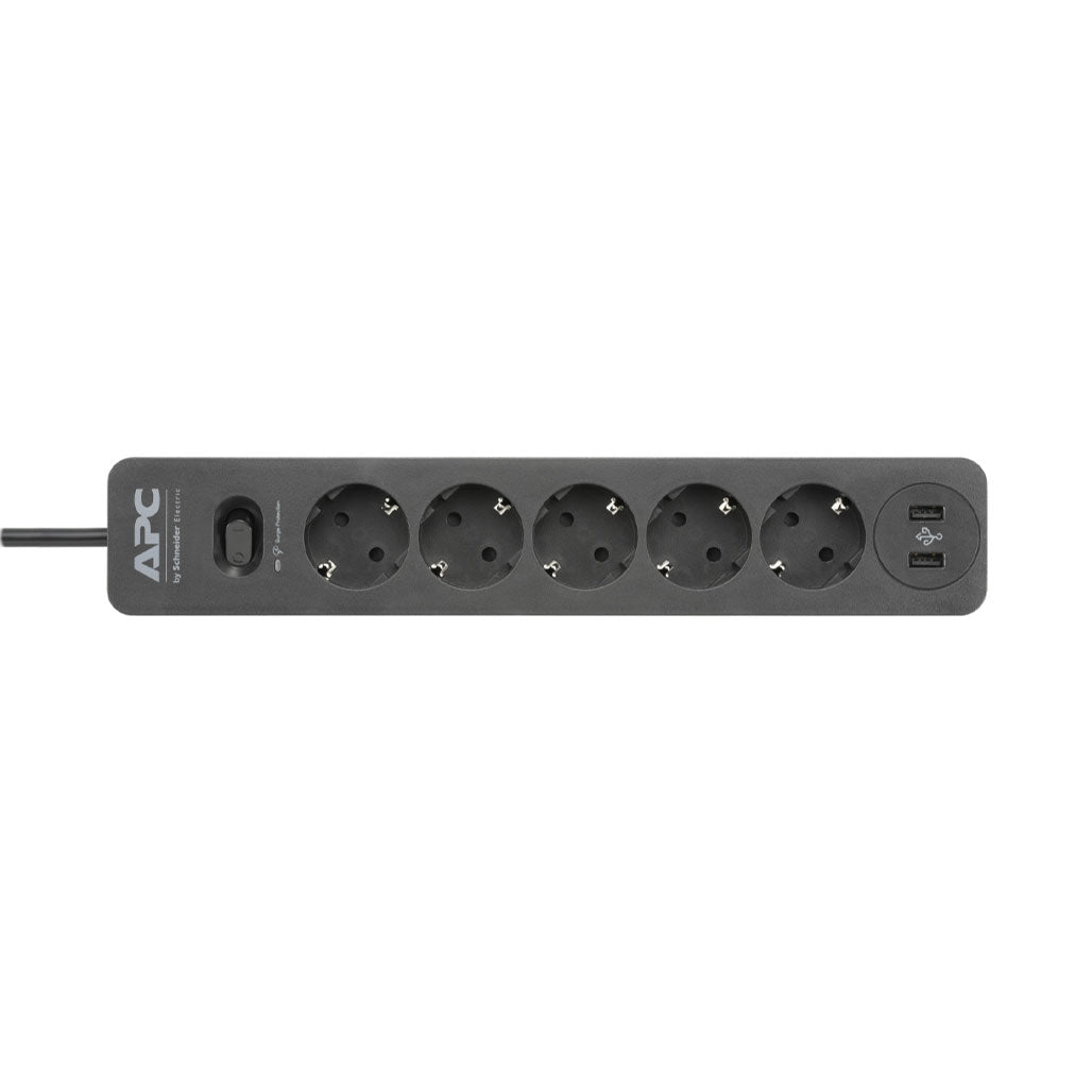 APC Essential SurgeArrest 5 Outlet 2 USB Ports Black 230V Germany, 31850121986300, Available at 961Souq