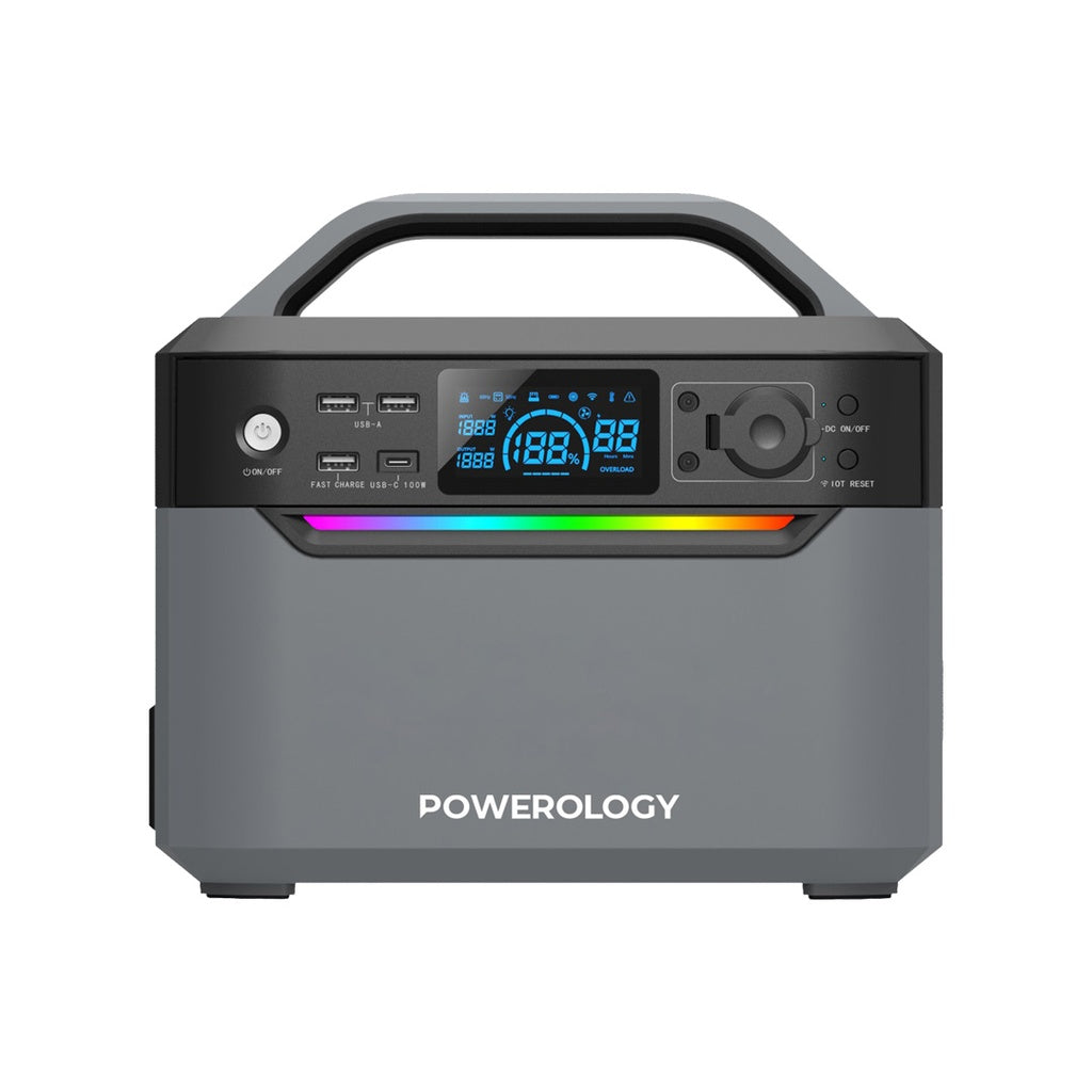 A Photo Of Powerology 120000mAh Portable Power Generator, 384Wh 600W with Fast Charging and Solar Input – Black