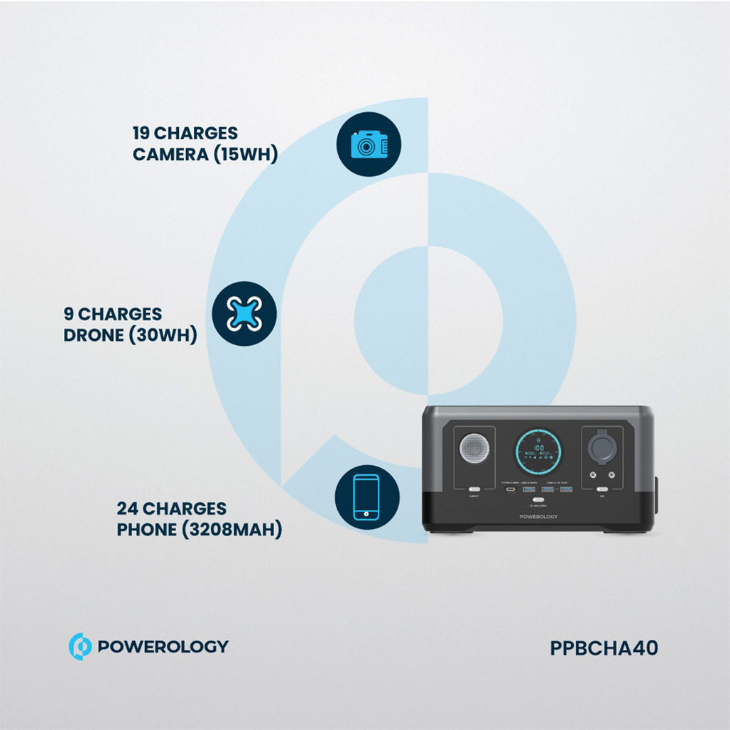 A Photo Of Powerology 300W Portable Power Generator – 76800mAh, 15W Wireless Charging, Fast Charging, Black