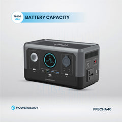 A Photo Of Powerology 300W Portable Power Generator – 76800mAh, 15W Wireless Charging, Fast Charging, Black