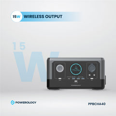 A Photo Of Powerology 300W Portable Power Generator – 76800mAh, 15W Wireless Charging, Fast Charging, Black