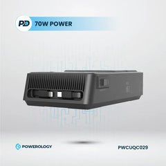 A Photo Of Powerology 2500W Power Strip with 4 AC Outlets, Retractable Cables, and Fast Charging - Black