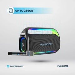 A Photo Of Powerology Deep Bass Party Speaker - 150W Bluetooth Speaker with Atmospheric Light, Power Bank Function, and 12-Hour Playtime – Black