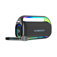 A Photo Of Powerology Deep Bass Party Speaker - 150W Bluetooth Speaker with Atmospheric Light, Power Bank Function, and 12-Hour Playtime – Black