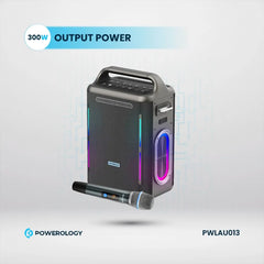 A Photo Of Powerology Karaoke Party Speaker - Silver, 250W RMS, Wireless Microphone, 20 Hours Playtime, Bluetooth V5.3