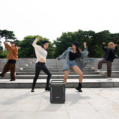 A Photo Of Powerology Karaoke Party Speaker - Silver, 250W RMS, Wireless Microphone, 20 Hours Playtime, Bluetooth V5.3