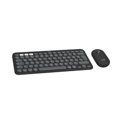 A Photo Of Logitech Pebble 2 Combo - Slim Bluetooth Keyboard and Mouse Set with Customizable Keys, Silent Touch Technology, and Multi-Device Pairing