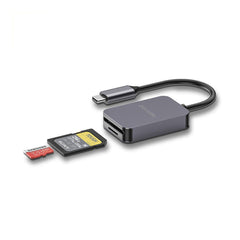 A Photo Of Porodo 2in1 USB-C Card Reader SD MicroSD - Grey