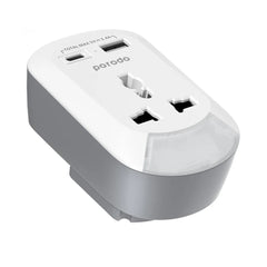 A Photo Of Porodo 3in1 Multi-type Socket - AC USB-A Type C EU - White