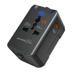 A Photo Of Porodo Blue Dual Port Universal Charger - 20W PD & 18W QC - Black