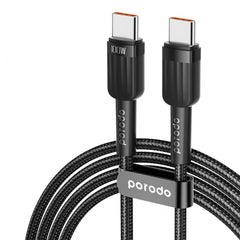 A Photo Of Porodo Braided 100W PD C to C Fast Charging Cable 1M - Black