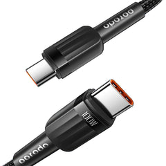 A Photo Of Porodo Braided 100W PD C to C Fast Charging Cable 1M - Black